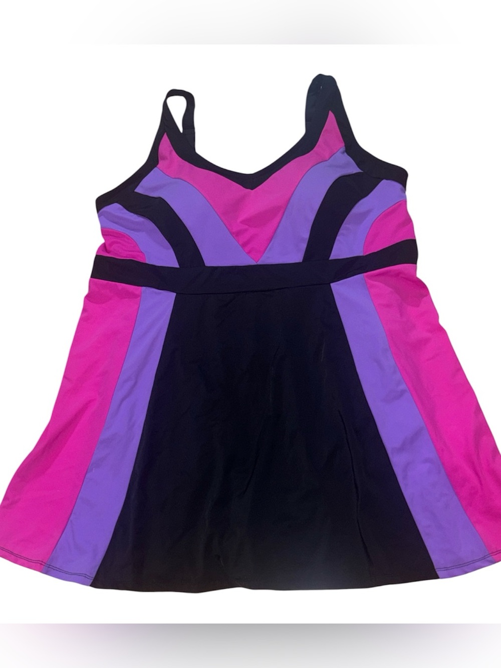 Swim 365 Colorblock Swimdress in Black, Fuchsia & Lavender, 18
